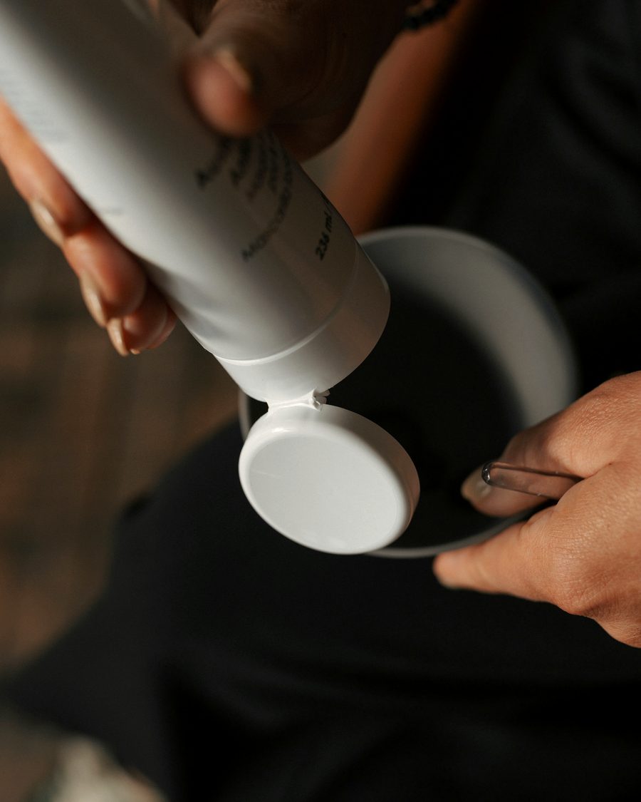 Skin care products at the studio